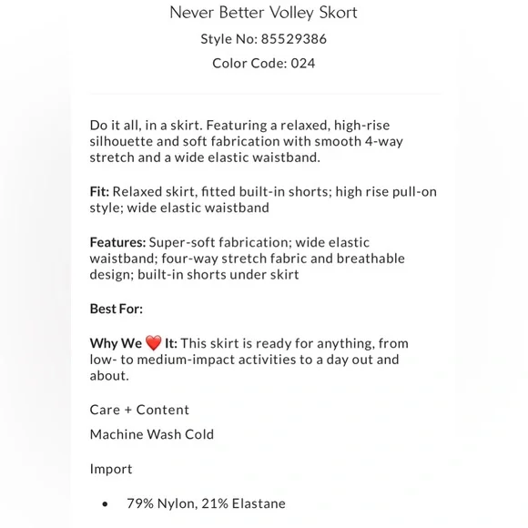 Free People FP Movement Never Better Volley Skort NWT // Skirt // Shorts - Picture 4 of 8